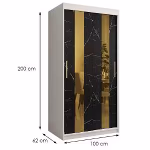 Obrazek Szafa Platinum Pole 100 biały marmur/czarny 
