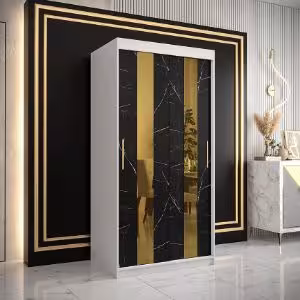 Obrazek Szafa Platinum Pole 100 biały marmur/czarny 