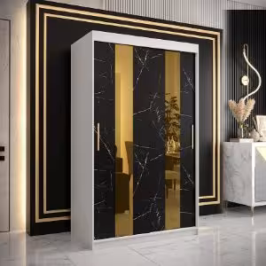 Obrazek Szafa Platinum Pole 120 biały marmur/czarny 