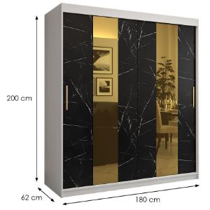 Obrazek Szafa Platinum Pole 180 biały marmur/czarny 