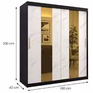 Obrazek Szafa Platinum Pole 180 czarny marmur/biały 