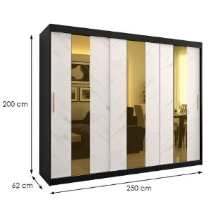 Obrazek Szafa Platinum Pole 250 czarny marmur/biały 