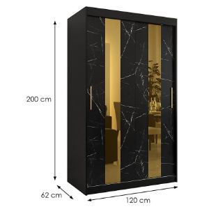 Obrazek Szafa Platinum Pole 120 czarny marmur/czarny 