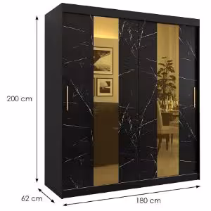 Obrazek Szafa Platinum Pole 180 czarny marmur/czarny 
