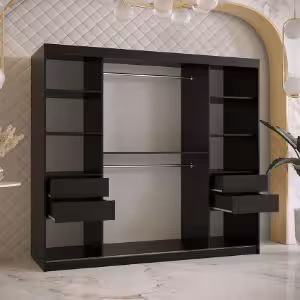 Obrazek Szafa Platinum Pole 200 czarny marmur/czarny