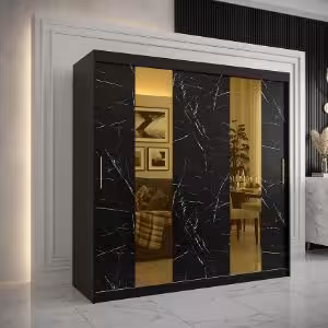 Obrazek Szafa Platinum Pole 200 czarny marmur/czarny