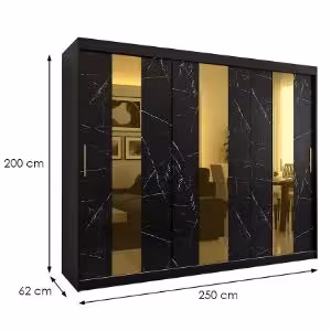 Obrazek Szafa Platinum Pole 250 czarny marmur/czarny