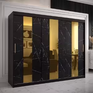 Obrazek Szafa Platinum Pole 250 czarny marmur/czarny