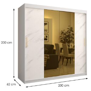 Obrazek Szafa Platinum T1 200 biały marmur/biały 