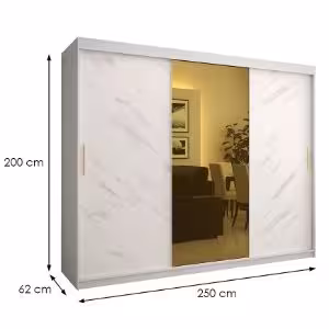 Obrazek Szafa Platinum T1 250 biały marmur/biały 