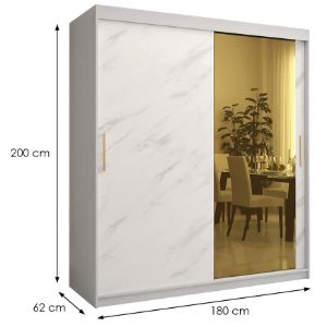 Obrazek Szafa Platinum T2 180 biały marmur/biały 