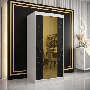 Obrazek Szafa Platinum T1 100 biały marmur/czarny 