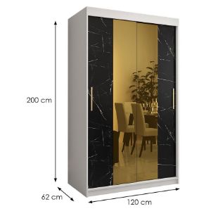 Obrazek Szafa Platinum T1 120 biały marmur/czarny 