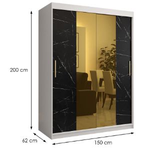 Obrazek Szafa Platinum T1 150 biały marmur/czarny 