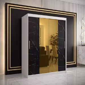 Obrazek Szafa Platinum T1 150 biały marmur/czarny 