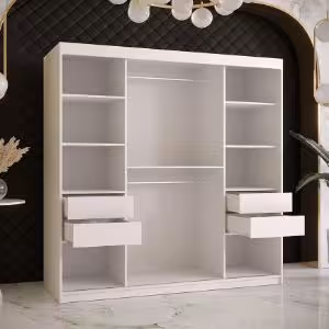 Obrazek Szafa Platinum T1 180 biały marmur/czarny 