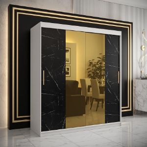 Obrazek Szafa Platinum T1 180 biały marmur/czarny 