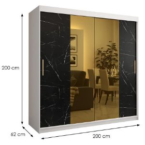 Obrazek Szafa Platinum T1 200 biały marmur/czarny 