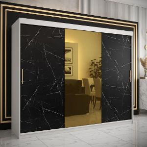 Obrazek Szafa Platinum T1 250 biały marmur/czarny 