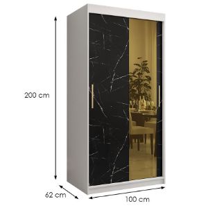 Obrazek Szafa Platinum T2 100 biały marmur/czarny 