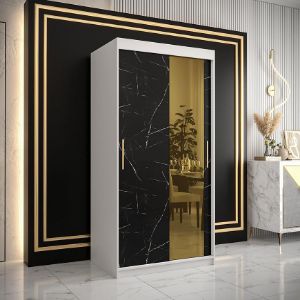 Obrazek Szafa Platinum T2 100 biały marmur/czarny 