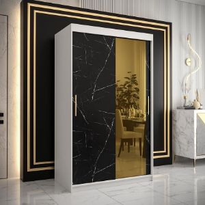 Obrazek Szafa Platinum T2 120 biały marmur/czarny 