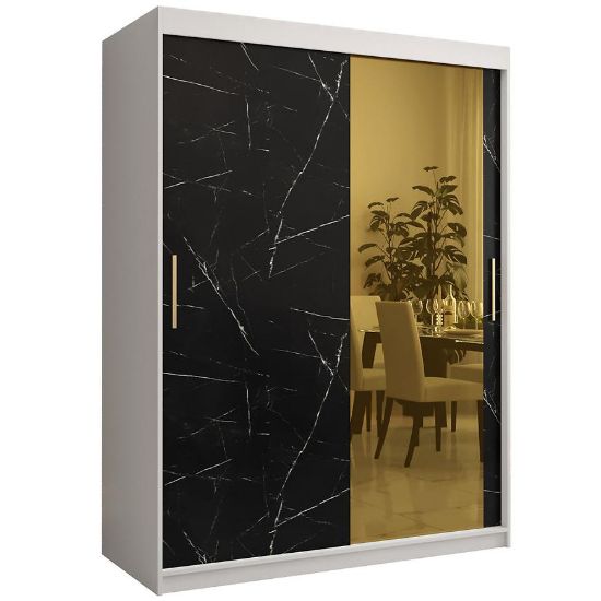 Obrazek Szafa Platinum T2 150 biały marmur/czarny 