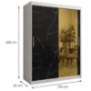 Obrazek Szafa Platinum T2 150 biały marmur/czarny 