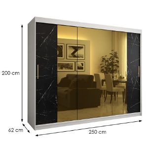 Obrazek Szafa Platinum T2 250 biały marmur/czarny 