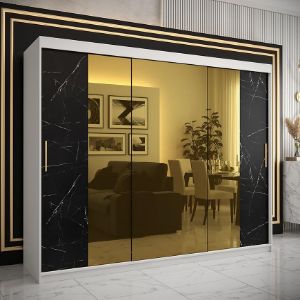 Obrazek Szafa Platinum T2 250 biały marmur/czarny 