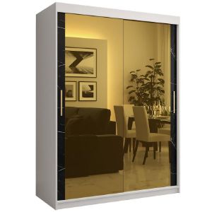 Obrazek Szafa Platinum T3 150 biały marmur/czarny 