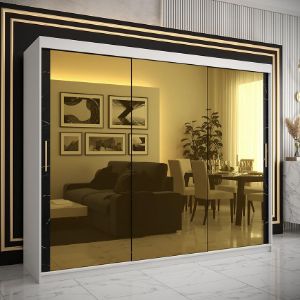 Obrazek Szafa Platinum T3 250 biały marmur/czarny 