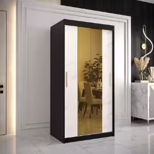 Obrazek Szafa Platinum T1 100 czarny marmur/biały 