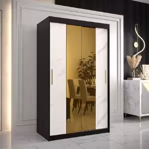 Obrazek Szafa Platinum T1 120 czarny marmur/biały 