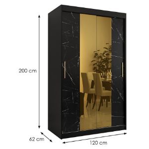 Obrazek Szafa Platinum T1 120 czarny marmur/czarny 