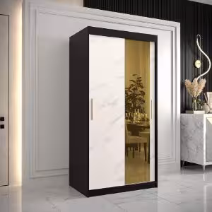 Obrazek Szafa Platinum T2 100 czarny marmur/biały 