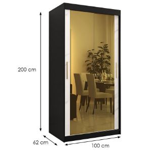 Obrazek Szafa Platinum T3 120 czarny marmur/biały 