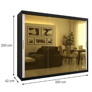 Obrazek Szafa Platinum T3 250 czarny marmur/biały 