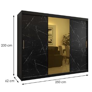 Obrazek Szafa Platinum T1 250 czarny marmur/czarny 