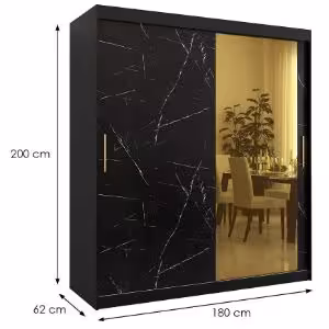 Obrazek Szafa Platinum T2 180 czarny marmur/czarny 