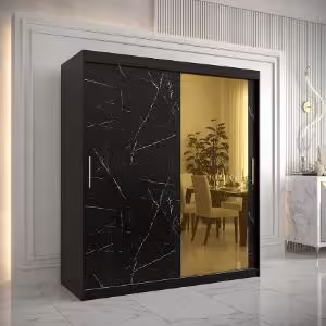 Obrazek Szafa Platinum T2 180 czarny marmur/czarny 