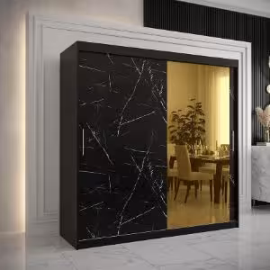 Obrazek Szafa Platinum T2 200 czarny marmur/czarny 