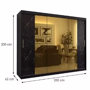 Obrazek Szafa Platinum T2 250 czarny marmur/czarny 