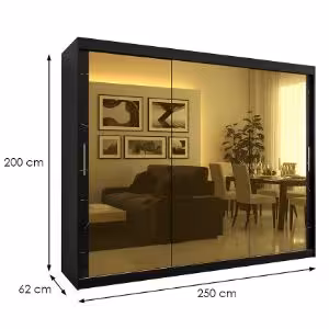 Obrazek Szafa Platinum T3 250 czarny marmur/czarny 