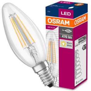 Obrazek Żarówka OSRAM LED Fila Value świeczka E14 4W 40W 470LM 827