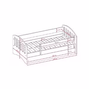 Obrazek Łóżko dziecięce Classic 1 z materacem i szufladą Mix Szary 80x180