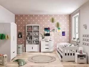 Obrazek Łóżko dziecięce Classic 2 z materacem i szufladą Biały 80x140
