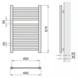 Obrazek Grzejnik łazienkowy Łezka ŁP 12/40 675x440 mm biały
