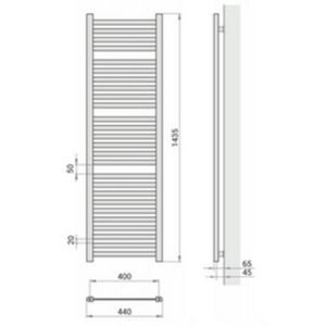 Obrazek Grzejnik łazienkowy Łezka ŁP 26/40 1435x440 mm biały