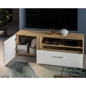 Obrazek Szafka RTV Adagio 07 dąb castello/biały połysk